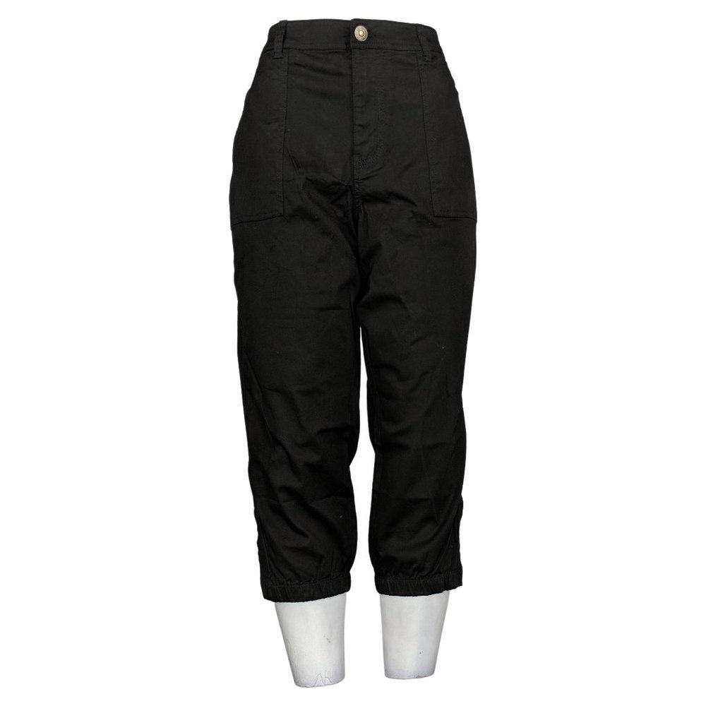 NWT LISA RINNA COLLECTION CROPPED TWILL PANTS BLACK 8